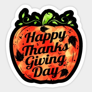 Pumpkin Happy Thanks Giving Day Thanksgiving Sticker